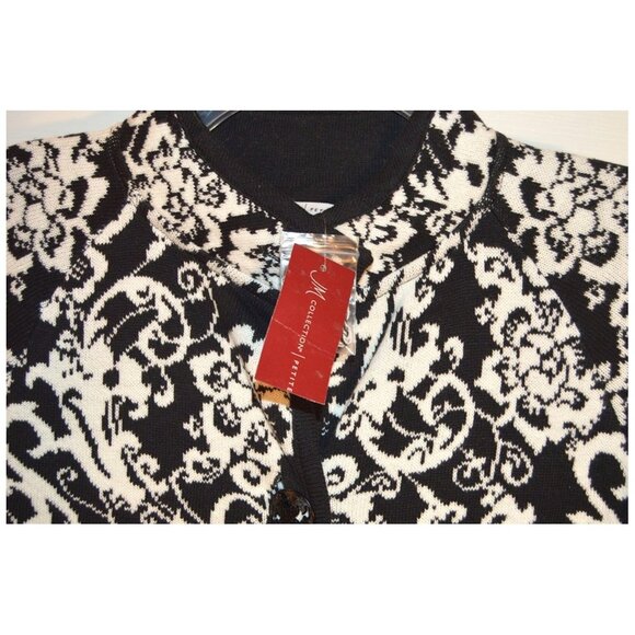 NEW JM Collection Macy's Black & White Sweater Knit Women's Size PET/SM Long Slv - Picture 3 of 5